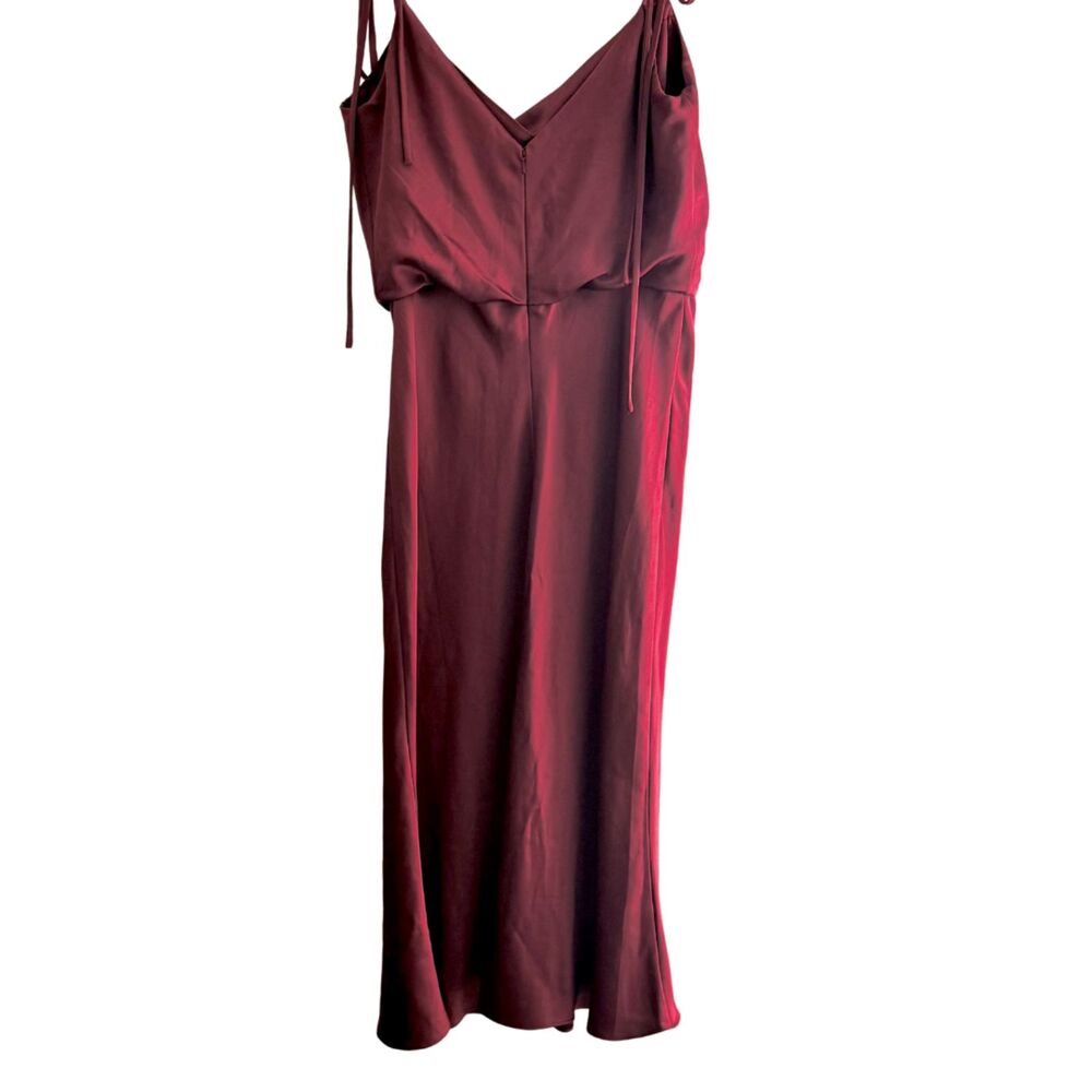 Jenny Yoo Kat Dress Rust Satin Midi Bridesmaid Formal Gown Size 12